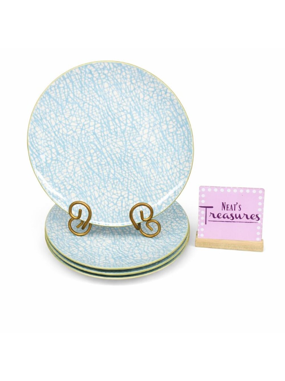 Hobby Lobby The Spring Shop FIORELLA Blue Stoneware Dinner Plates Set of 4 NEW